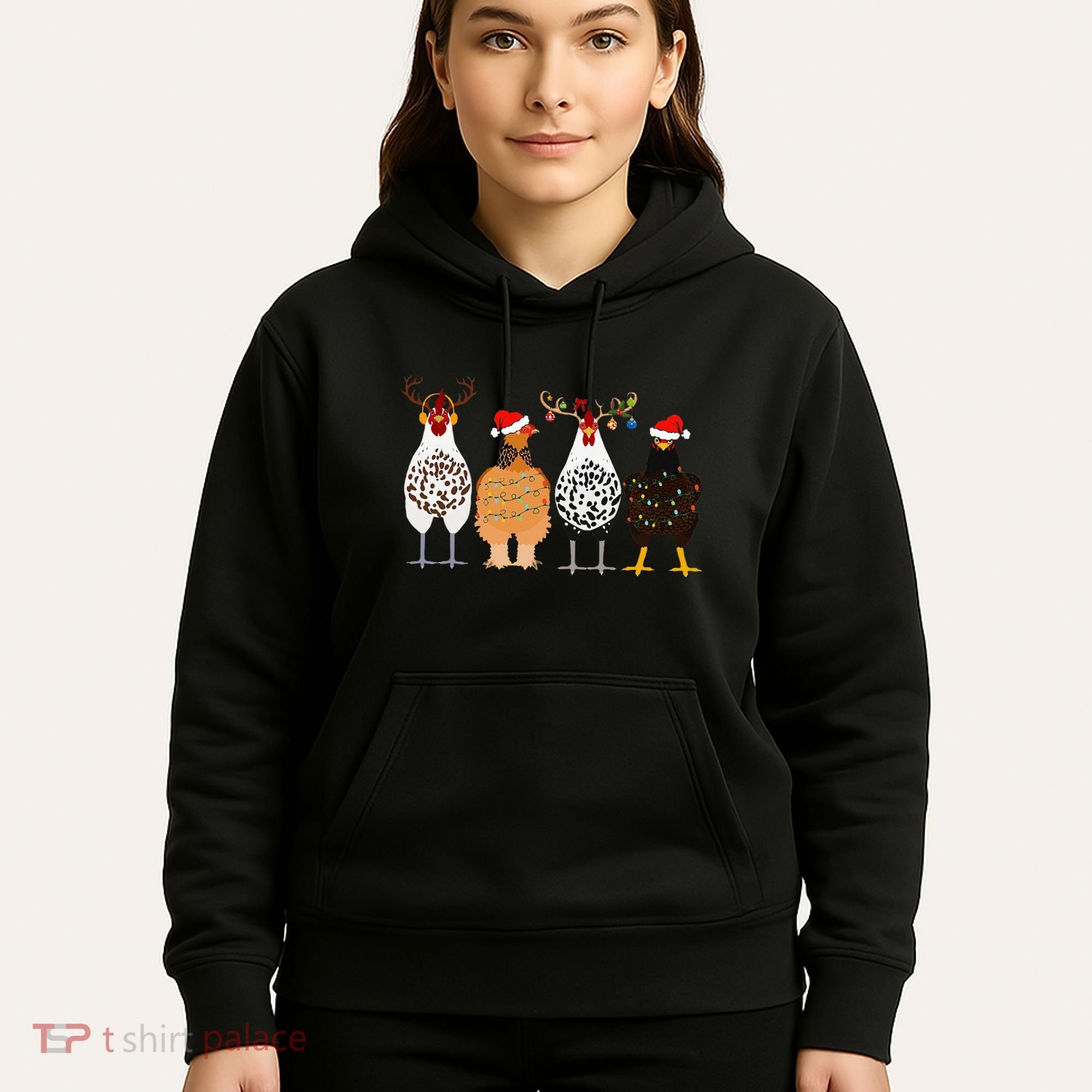 Funny Christmas Chicken Farm Animals  Hoodie