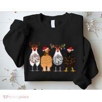 Funny Christmas Chicken Farm Animals  Sweatshirt thumb 2