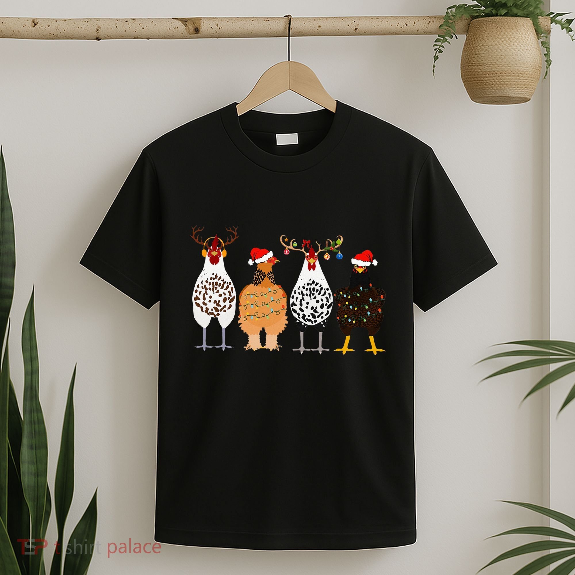 Funny Christmas Chicken Farm Animals  T-Shirt