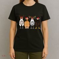 Funny Christmas Chicken Farm Animals  T-Shirt thumb 4