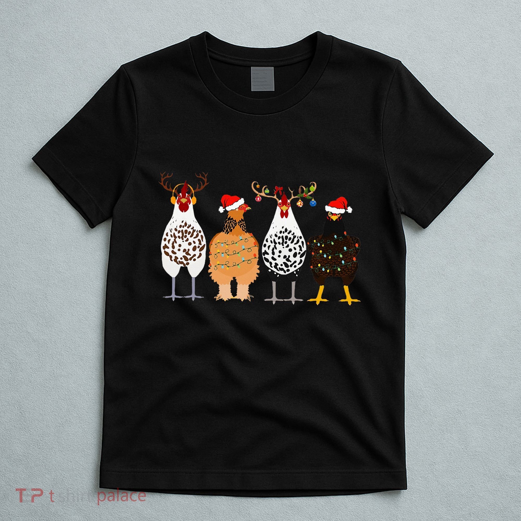 Funny Christmas Chicken Farm Animals  T-Shirt