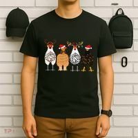 Funny Christmas Chicken Farm Animals  T-Shirt thumb 6