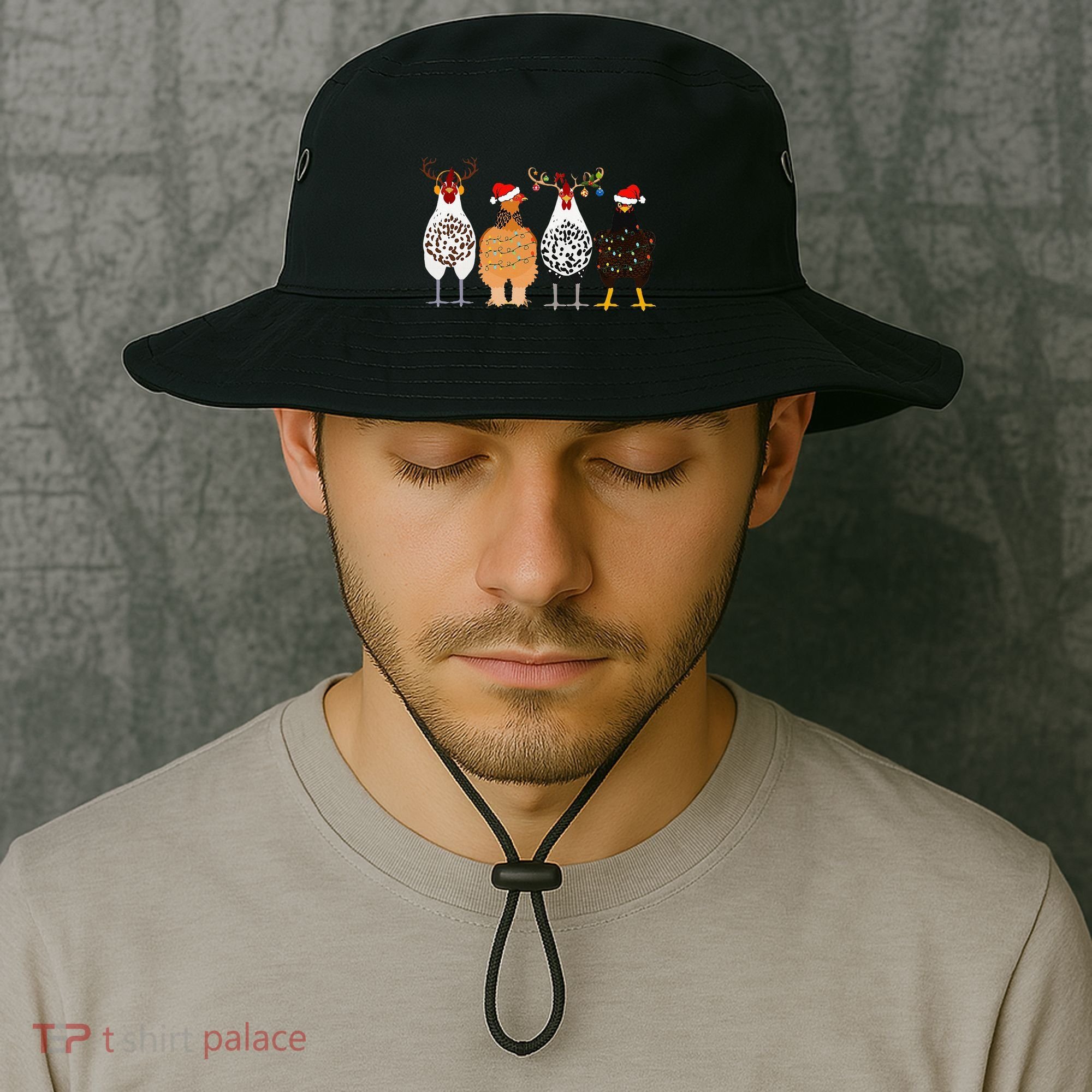 Funny Christmas Chicken Farm Animals  Bucket Hat