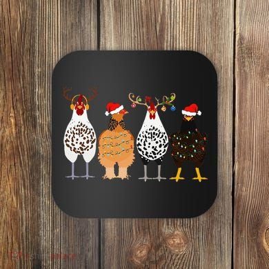 Funny Christmas Chicken Farm Animals  Coaster