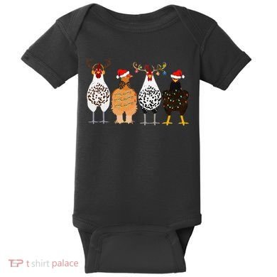 Funny Christmas Chicken Farm Animals  Baby Bodysuit