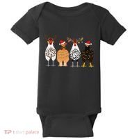 Funny Christmas Chicken Farm Animals  Baby Bodysuit thumb 0