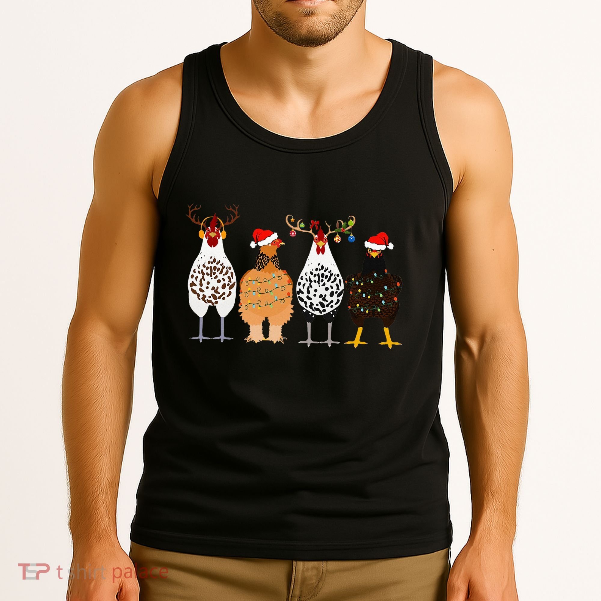 Funny Christmas Chicken Farm Animals  Tank Top