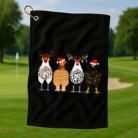 Funny Christmas Chicken Farm Animals  Golf Towel thumb 1