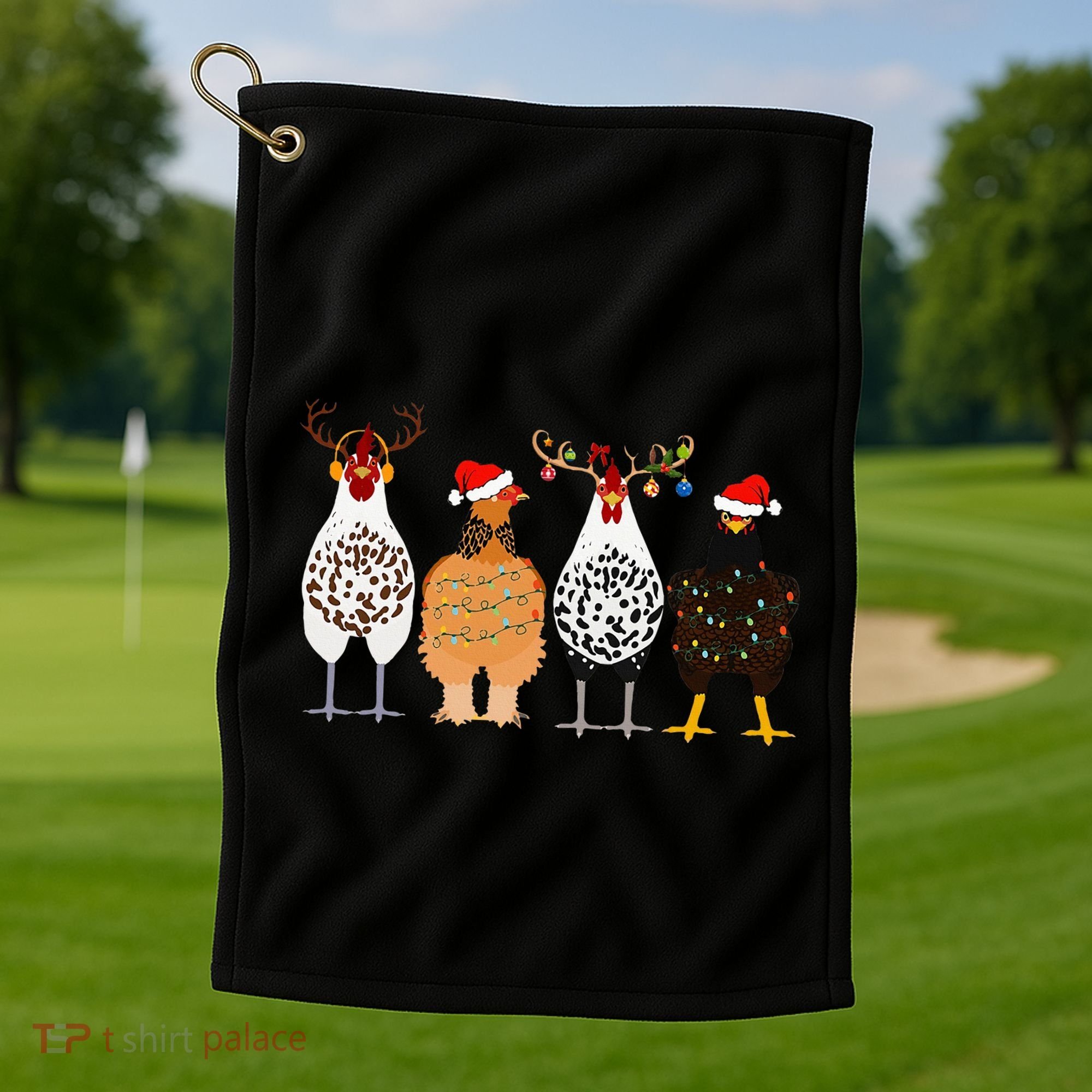 Funny Christmas Chicken Farm Animals  Golf Towel