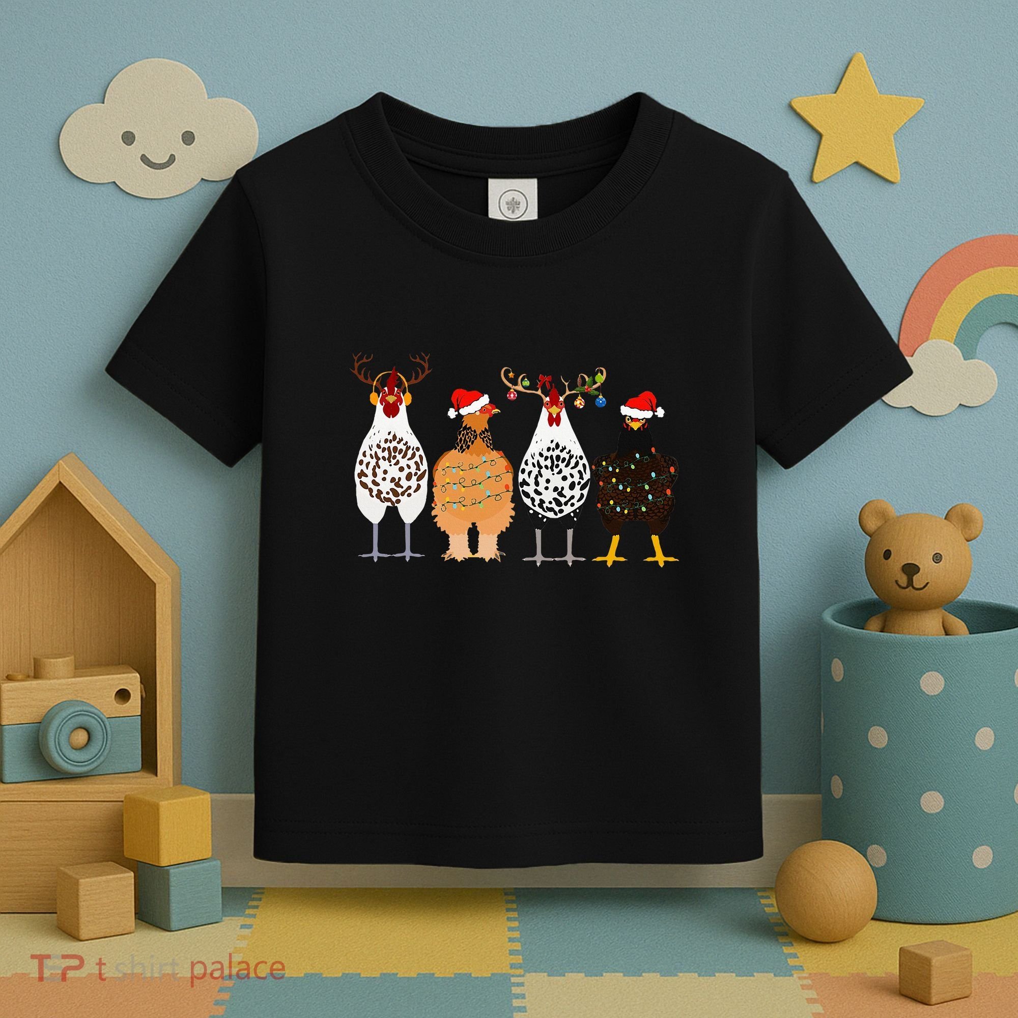 Funny Christmas Chicken Farm Animals  Toddler T-Shirt