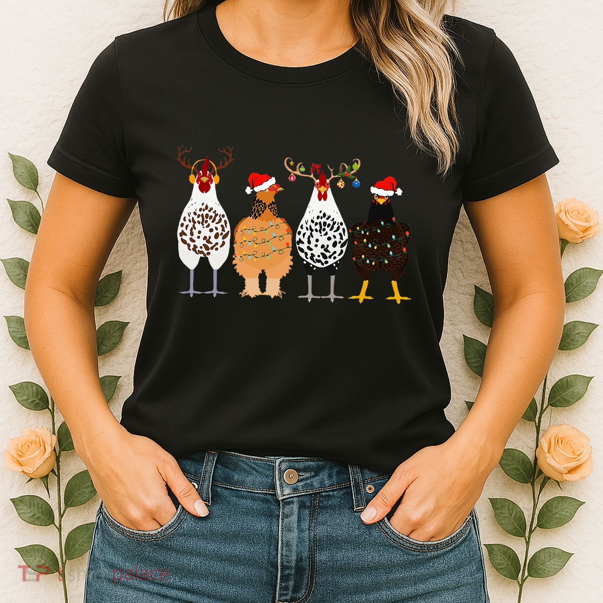 Funny Christmas Chicken Farm Animals  Women's T-Shirt