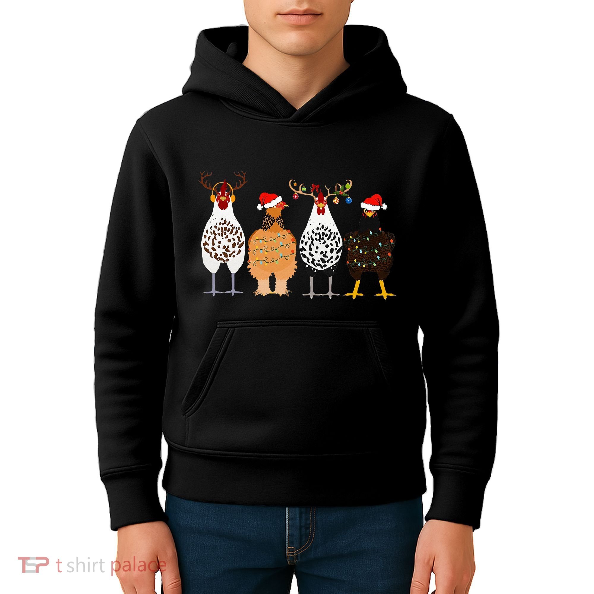 Funny Christmas Chicken Farm Animals  Kids Hoodie
