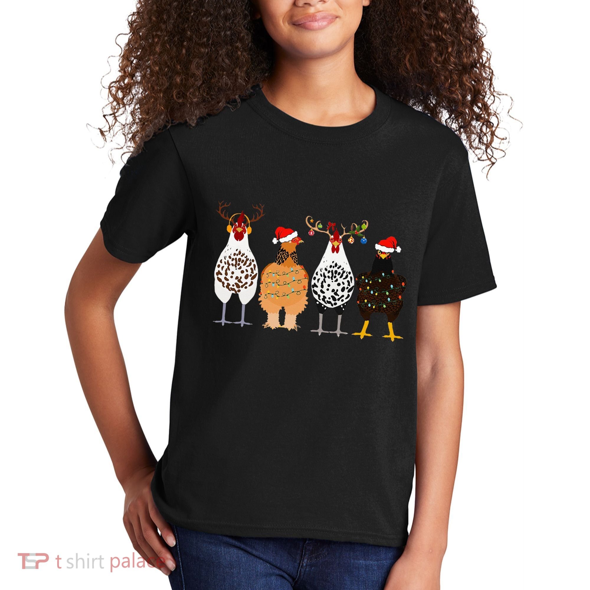 Funny Christmas Chicken Farm Animals  Kids T-Shirt