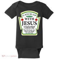Funny Christian Catch Up With Jesus Ketchup Hoodie Baby Bodysuit thumb 0