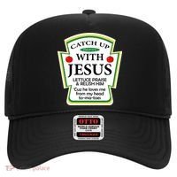 Funny Christian Catch Up With Jesus Ketchup Hoodie Hat thumb 0