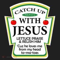 Funny Christian Catch Up With Jesus Ketchup Hoodie Golf Towel thumb 3