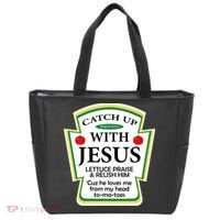 Funny Christian Catch Up With Jesus Ketchup Hoodie Tote Bag thumb 0