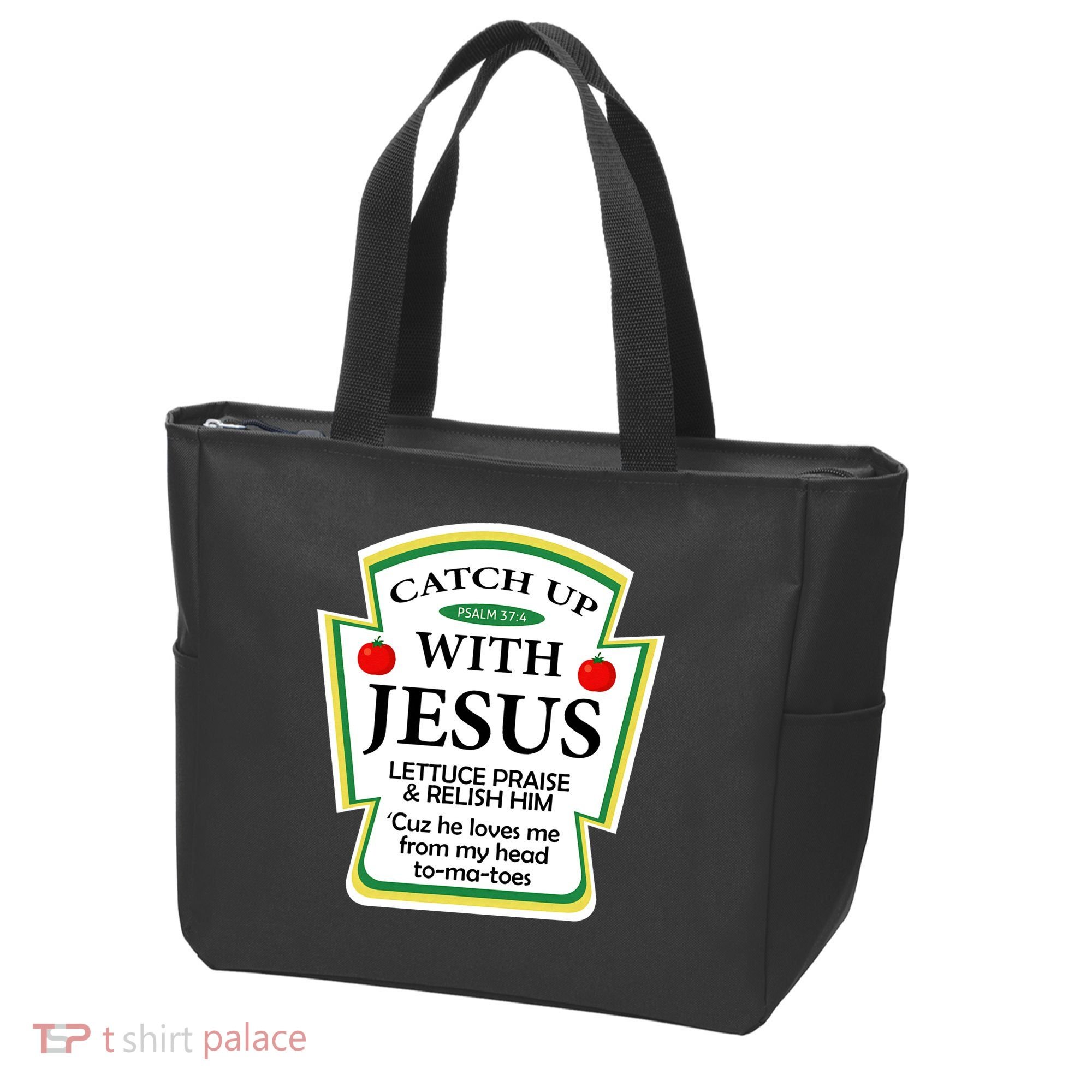 Funny Christian Catch Up With Jesus Ketchup Hoodie Tote Bag