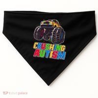 Funny Cool Crushing Autism Puzzle Piece Monster Truck USA-Made Doggie Bandana thumb 0