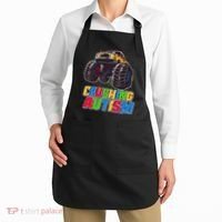 Funny Cool Crushing Autism Puzzle Piece Monster Truck Apron thumb 2