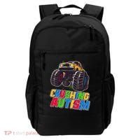 Funny Cool Crushing Autism Puzzle Piece Monster Truck Backpack thumb 0