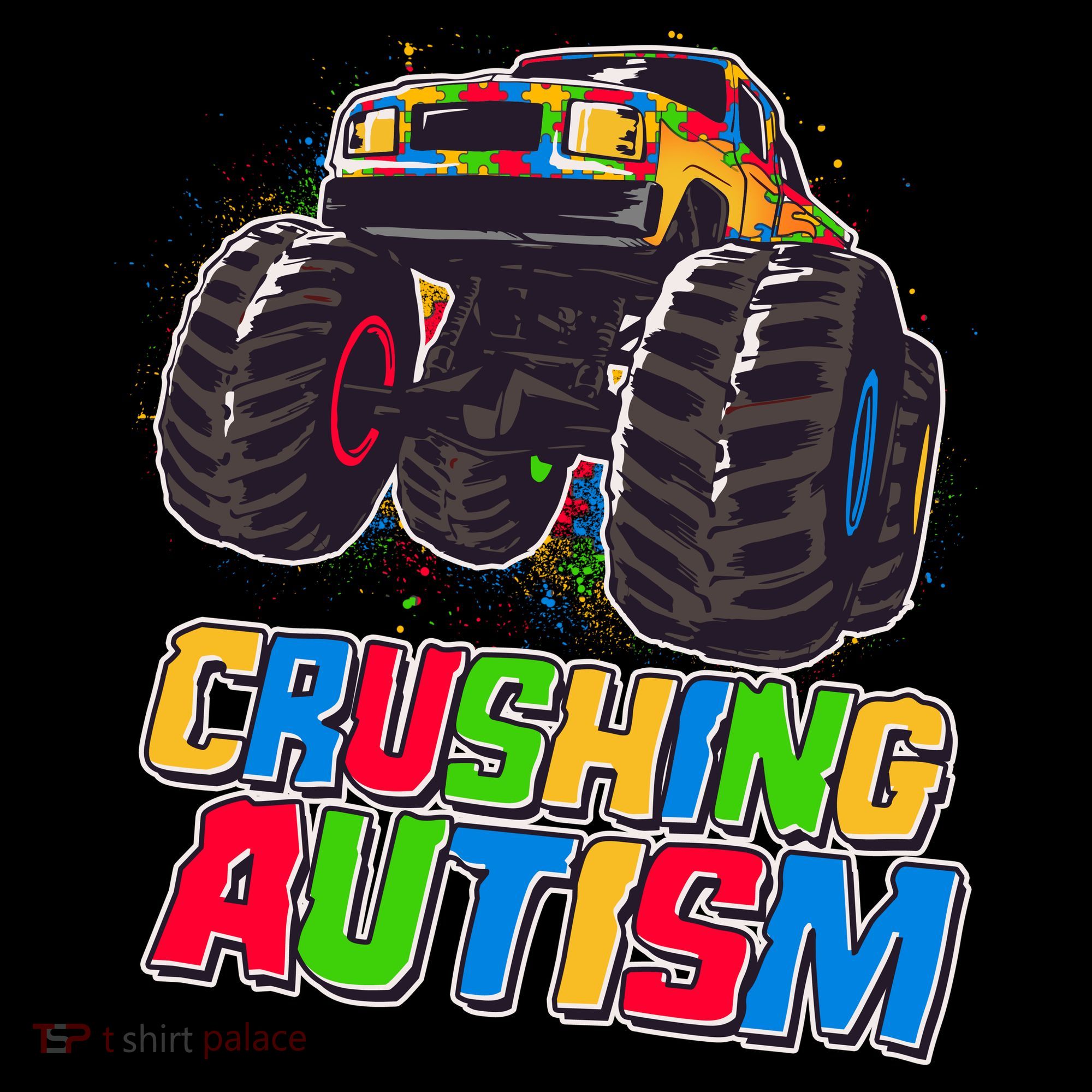 Funny Cool Crushing Autism Puzzle Piece Monster Truck Coffee Mug