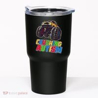 Funny Cool Crushing Autism Puzzle Piece Monster Truck Tumbler thumb 0