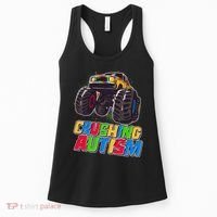 Funny Cool Crushing Autism Puzzle Piece Monster Truck Women's Tank Top thumb 0