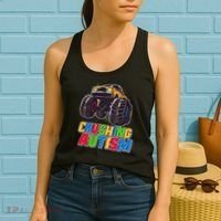Funny Cool Crushing Autism Puzzle Piece Monster Truck Women's Tank Top thumb 2