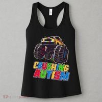 Funny Cool Crushing Autism Puzzle Piece Monster Truck Women's Tank Top thumb 3