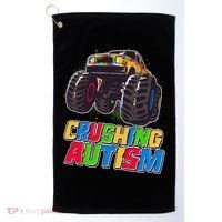 Funny Cool Crushing Autism Puzzle Piece Monster Truck Golf Towel thumb 0