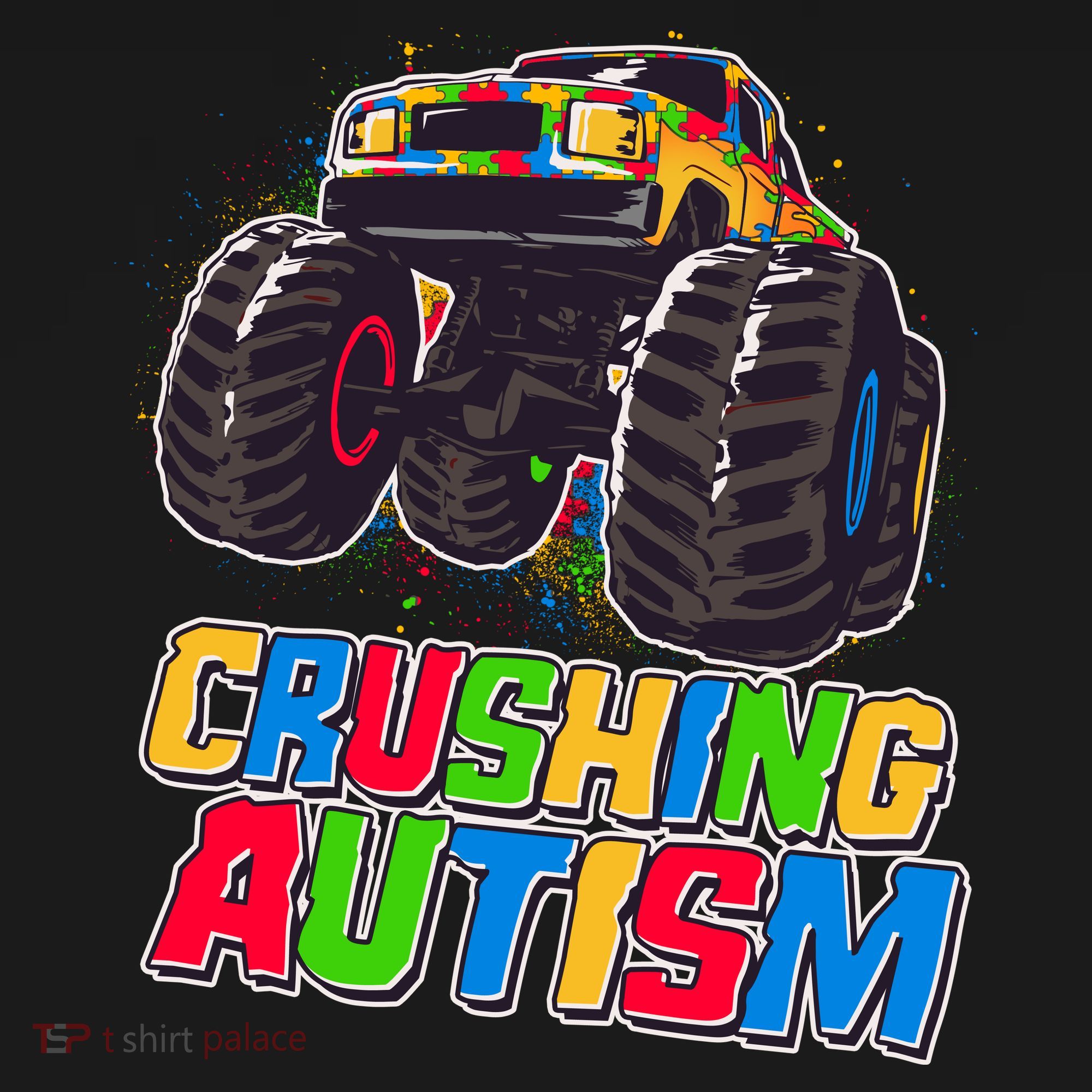 Funny Cool Crushing Autism Puzzle Piece Monster Truck Visor
