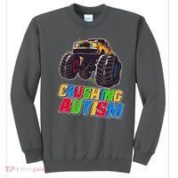 Funny Cool Crushing Autism Puzzle Piece Monster Truck Sweatshirt thumb 0