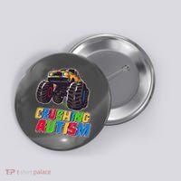 Funny Cool Crushing Autism Puzzle Piece Monster Truck Button thumb 0