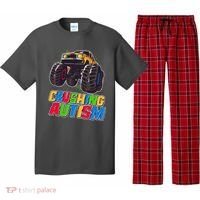 Funny Cool Crushing Autism Puzzle Piece Monster Truck Pajama Set thumb 0