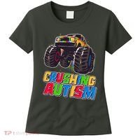 Funny Cool Crushing Autism Puzzle Piece Monster Truck Women's T-Shirt thumb 0