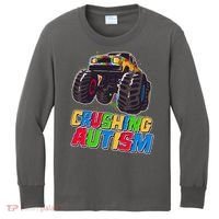 Funny Cool Crushing Autism Puzzle Piece Monster Truck Kids Long Sleeve Shirt thumb 0