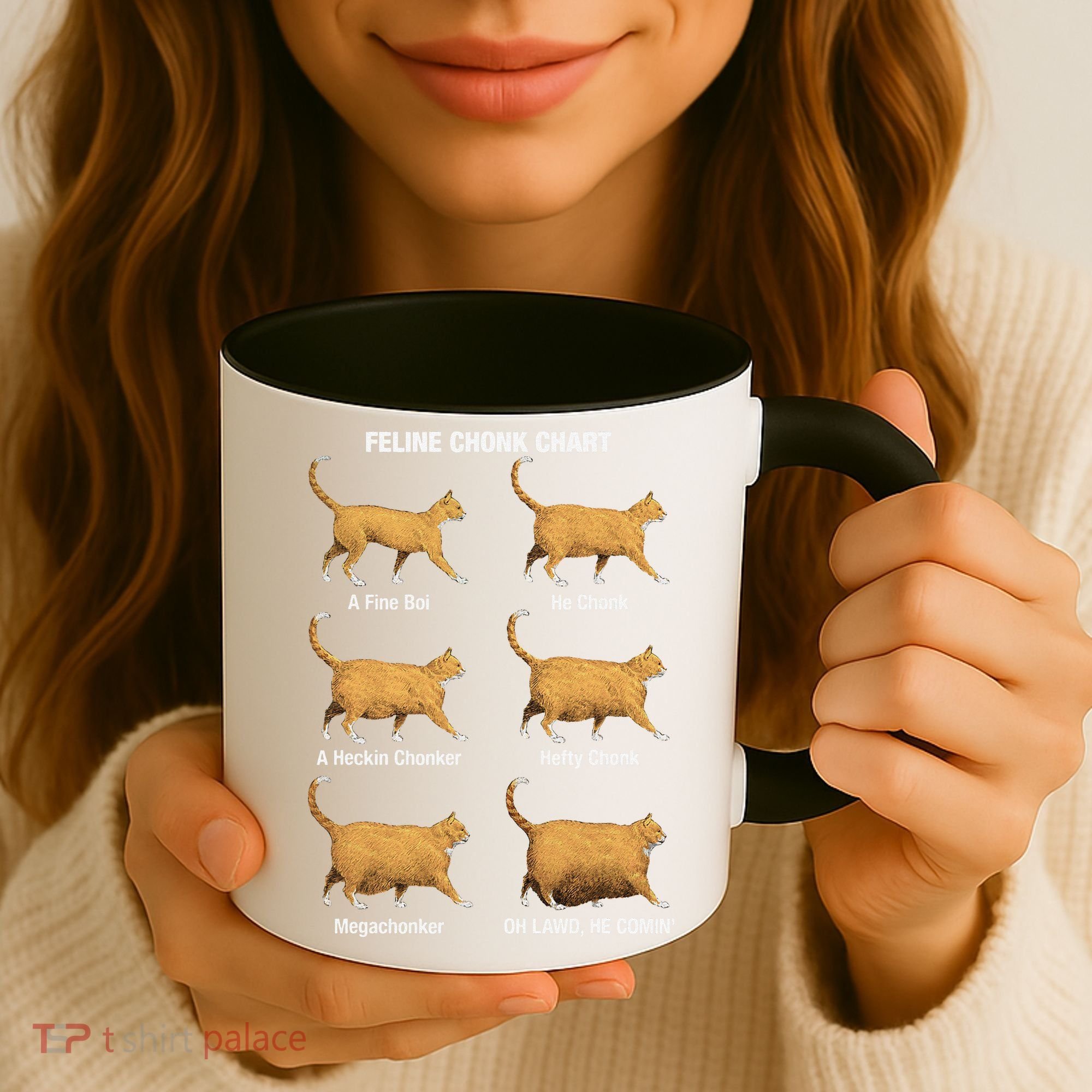 Feline Chonk Cat Chart Funny Dank Meme Oh Lawd He Comin Coffee Mug