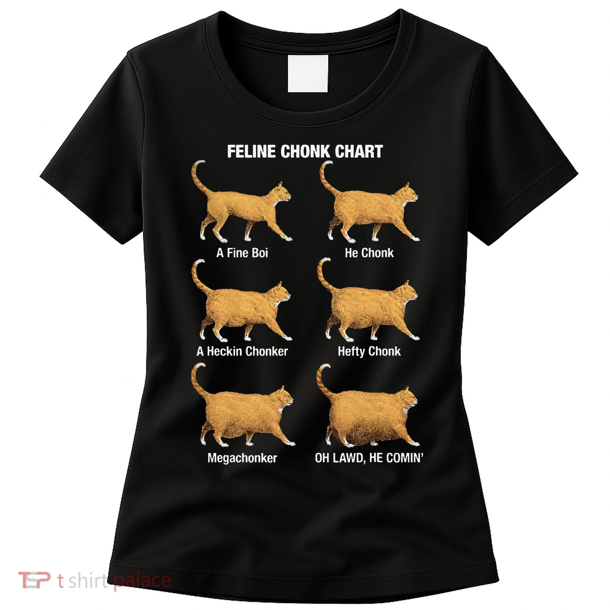 Feline Chonk Cat Chart Funny Dank Meme Oh Lawd He Comin Women's T-Shirt