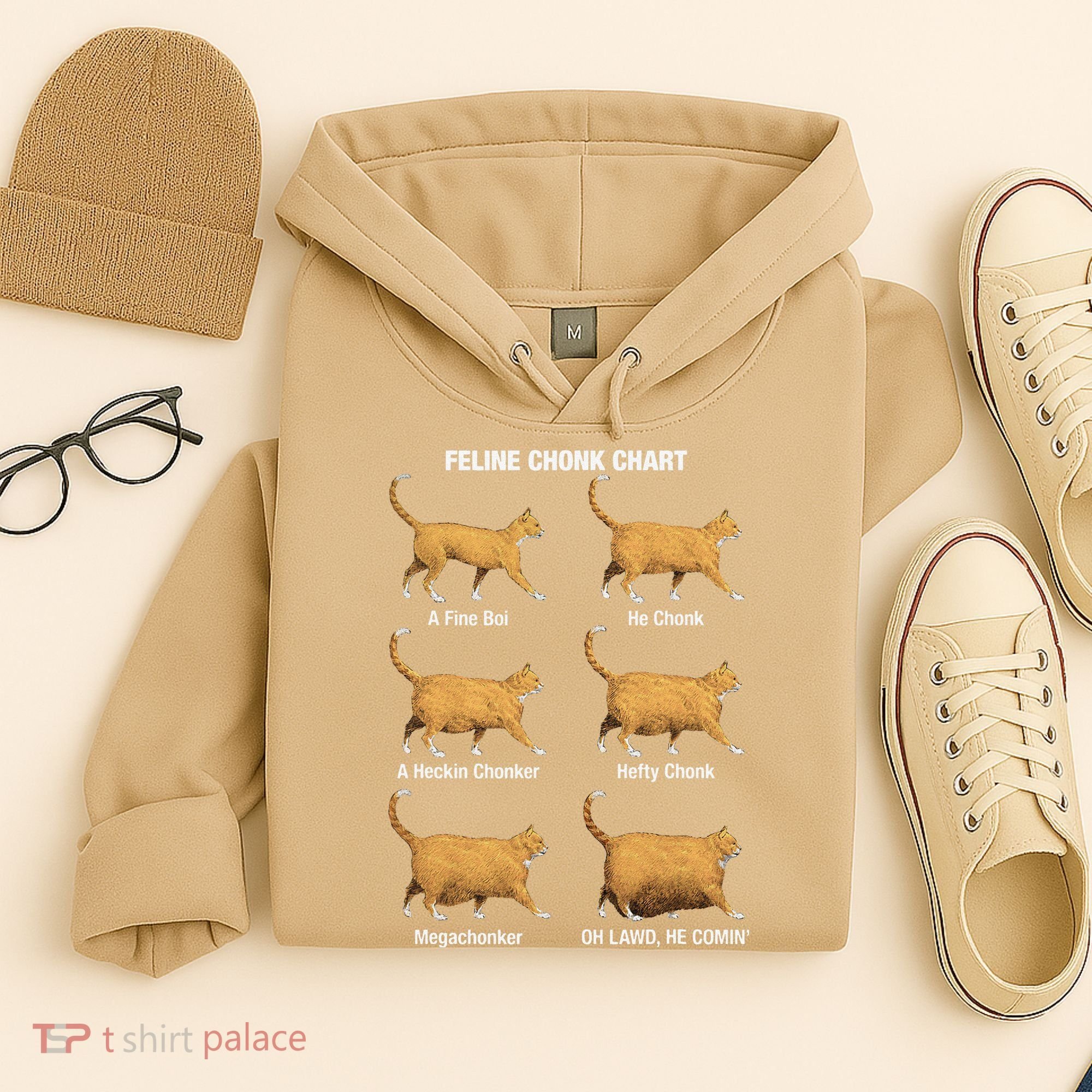 Feline Chonk Cat Chart Funny Dank Meme Oh Lawd He Comin Hoodie