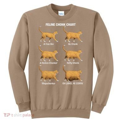 Feline Chonk Cat Chart Funny Dank Meme Oh Lawd He Comin Sweatshirt