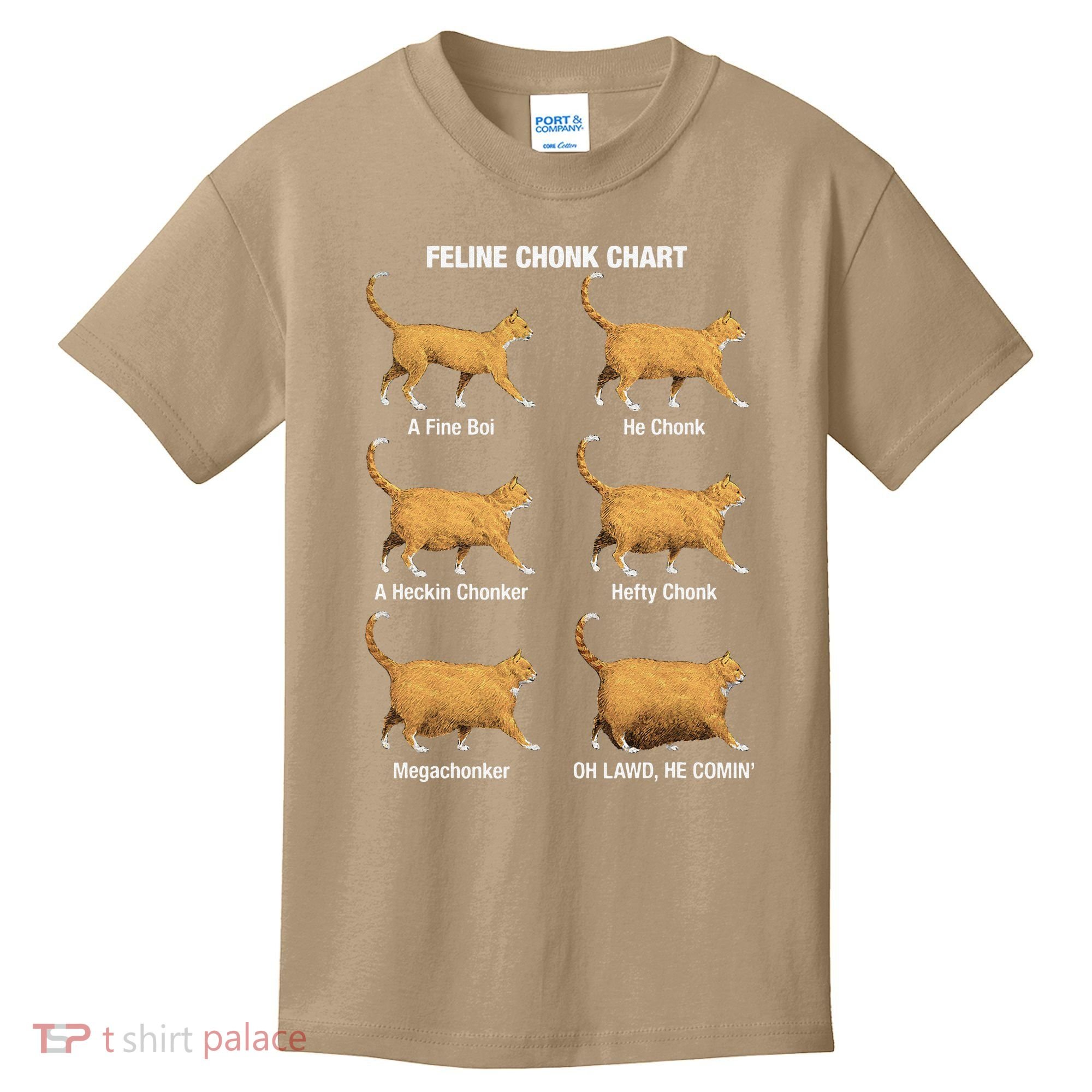 Feline Chonk Cat Chart Funny Dank Meme Oh Lawd He Comin Kids T-Shirt