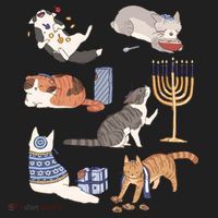 Funny Christmas Cat Menorah Hanukkah Jewish Women's Sweatshirt thumb 2