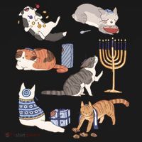 Funny Christmas Cat Menorah Hanukkah Jewish Women's Hoodie thumb 2