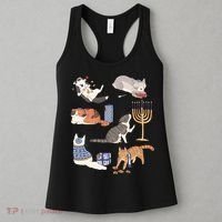 Funny Christmas Cat Menorah Hanukkah Jewish Women's Tank Top thumb 3