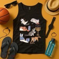 Funny Christmas Cat Menorah Hanukkah Jewish Tank Top thumb 4