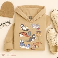 Funny Christmas Cat Menorah Hanukkah Jewish Hoodie thumb 4