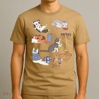 Funny Christmas Cat Menorah Hanukkah Jewish T-Shirt thumb 3
