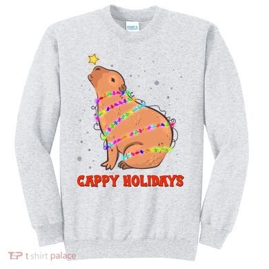 Funny Cute Christmas Cappy Holidays Capybara Sweatshirt