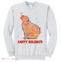 Funny Cute Christmas Cappy Holidays Capybara Sweatshirt thumb 0